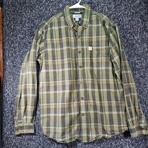 Carhartt Men Shirt Relaxed Fit Plaid Green Medium